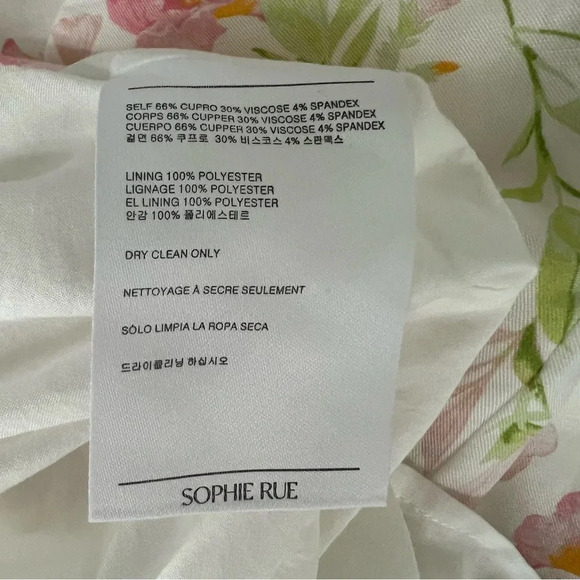 New Sophie Rue Pink Floral Scrunchy Open Back Mini Dress Spaghetti Strap Size S - Picture 16 of 16